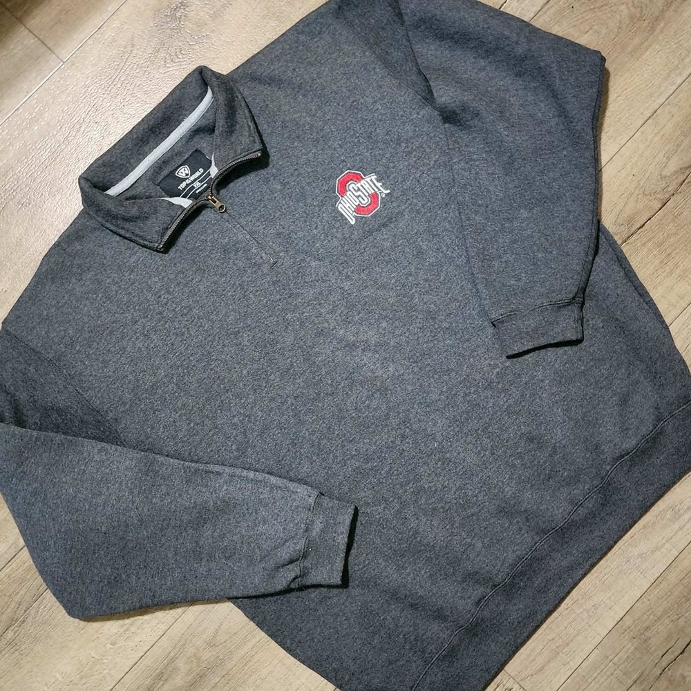 Ohio State Buckeyes Men XXL Quarter 1/4 Zip Sweatshirt Grey Pullover NCAA